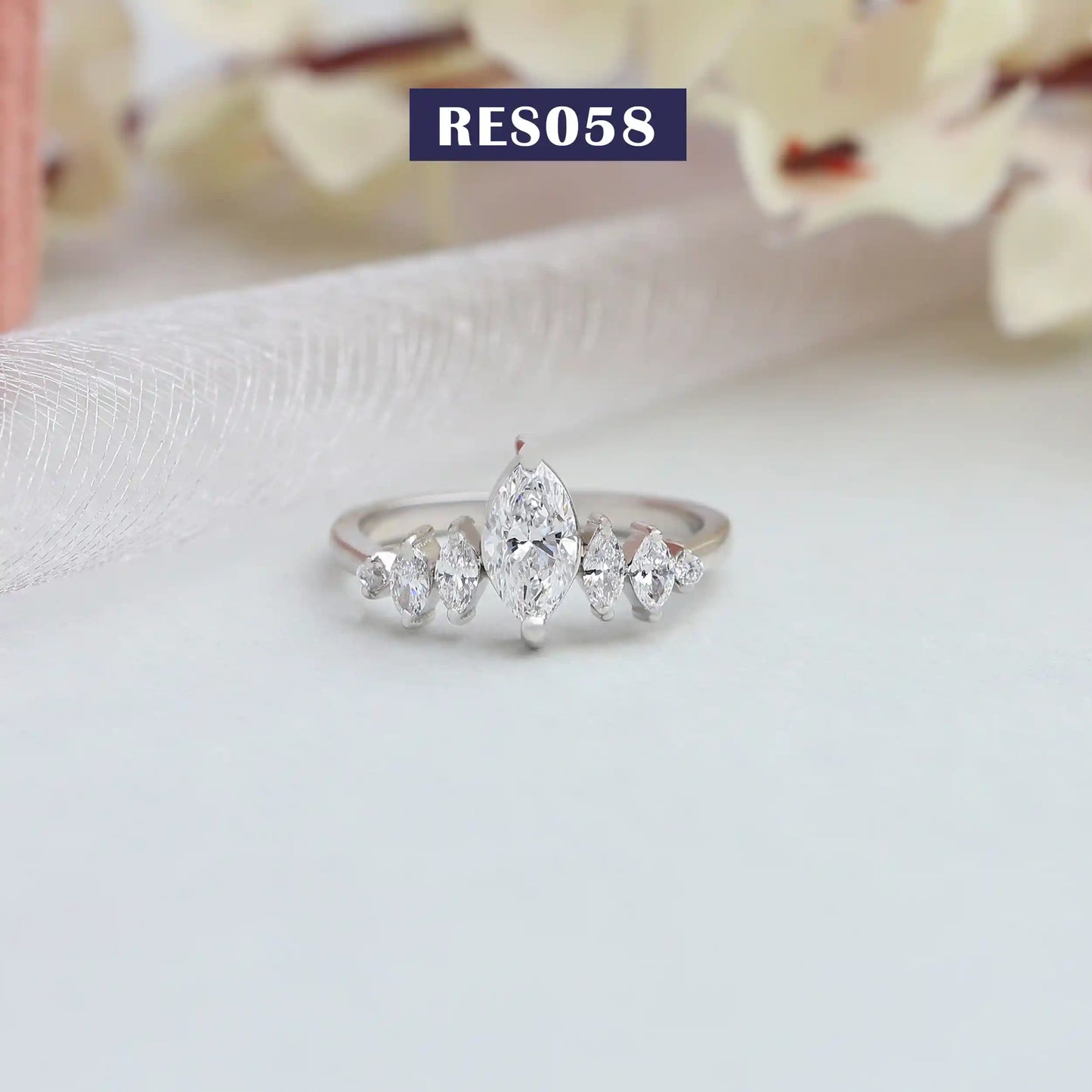 Marquise & Round Cut Diamond Ring