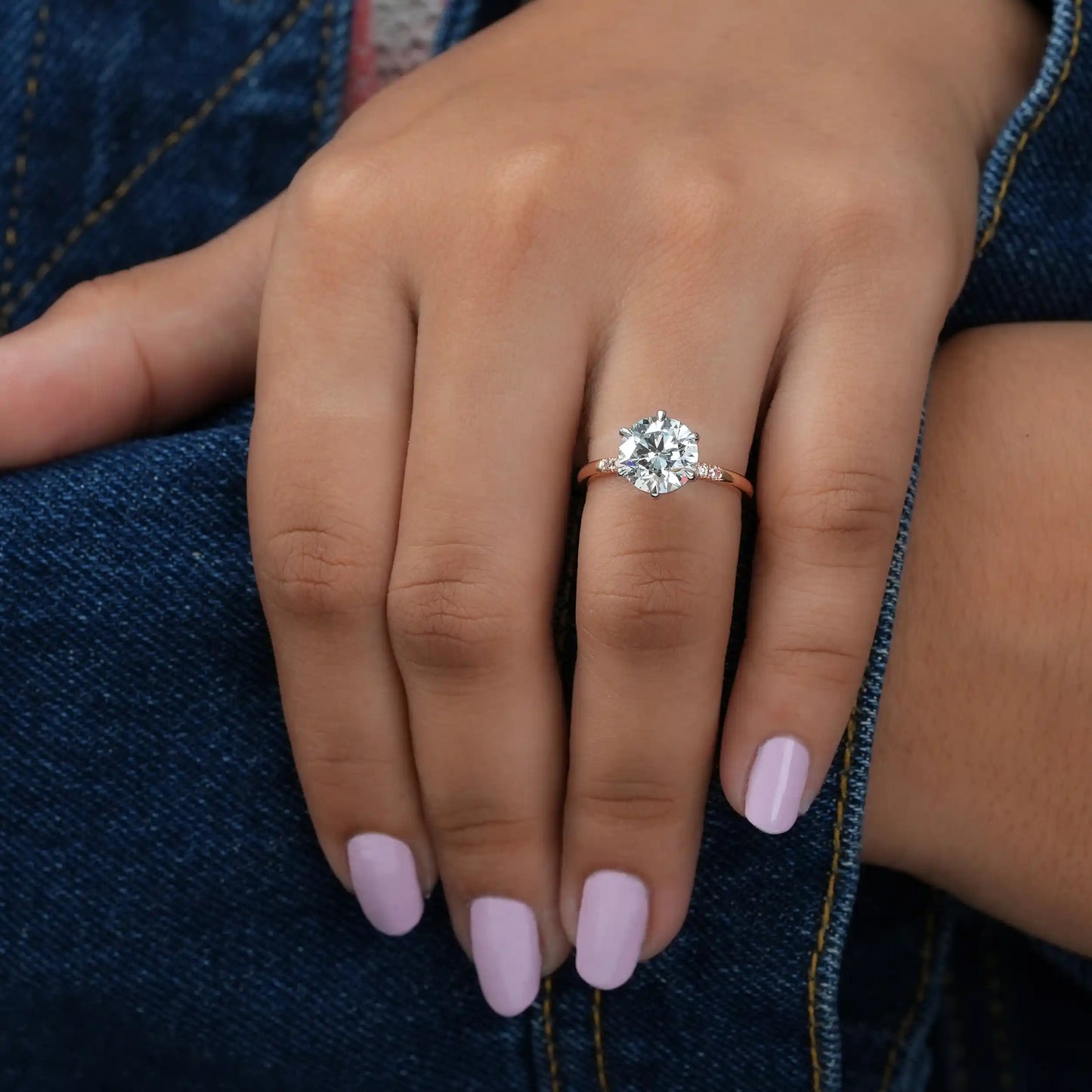 2.55 CT Round Diamond Solitaire Accent Engagement Ring