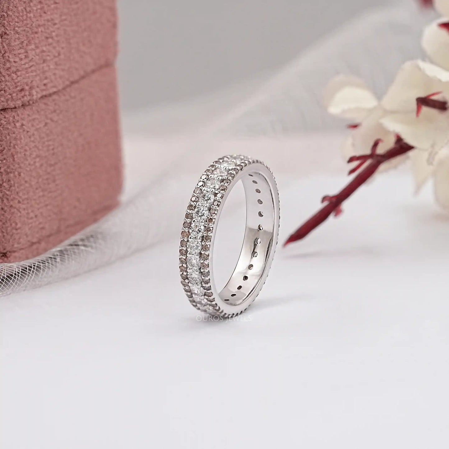 Channel Set Chocolate Round Cut Eternity Band