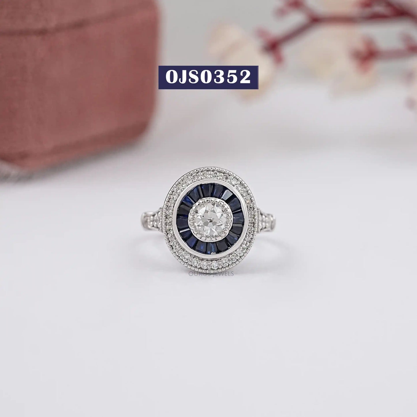Round Cut Solitaire With Double Halo Ring