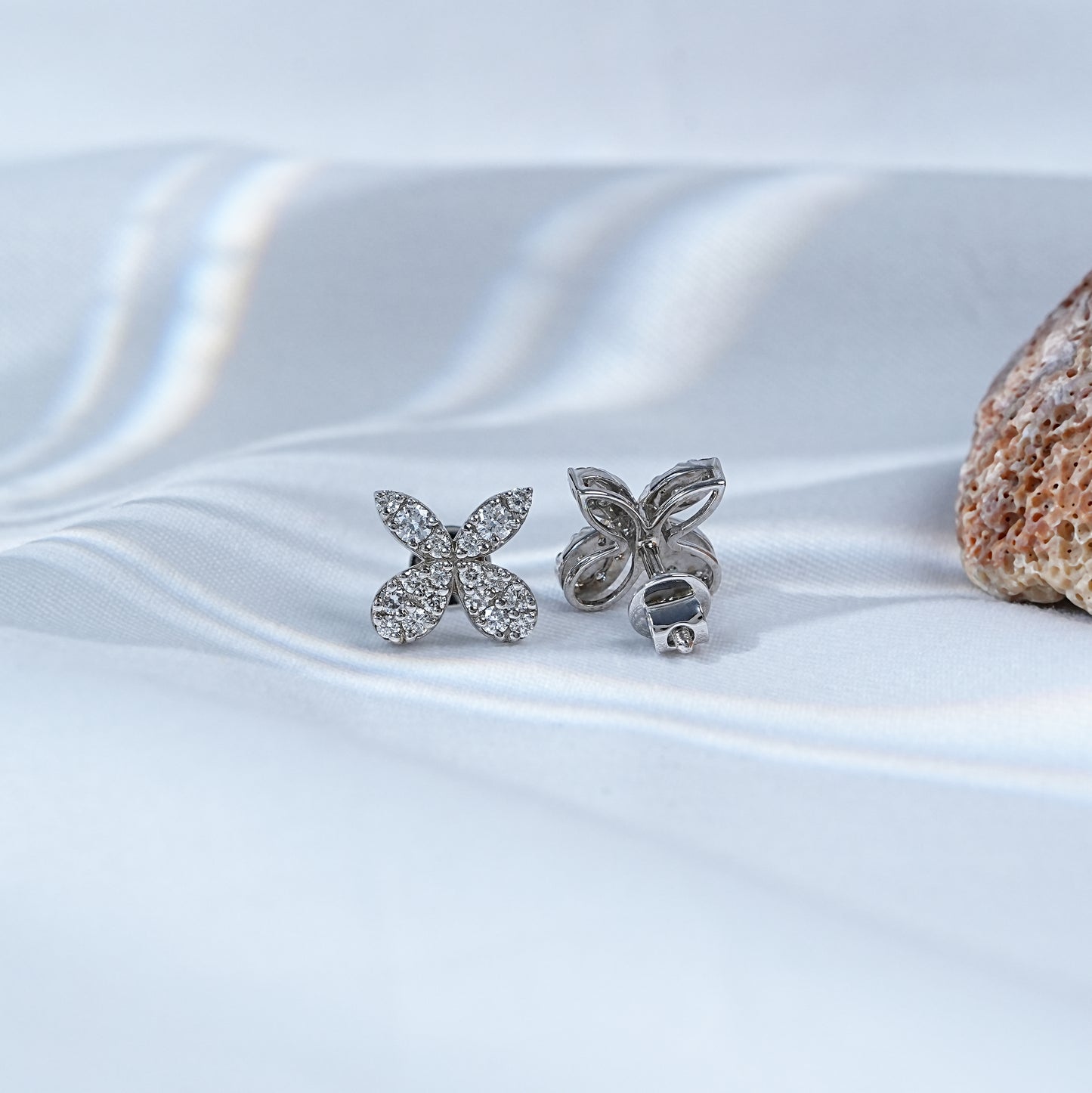 Round Cut Lab Diamond Butterfly Shape Dainty Studs