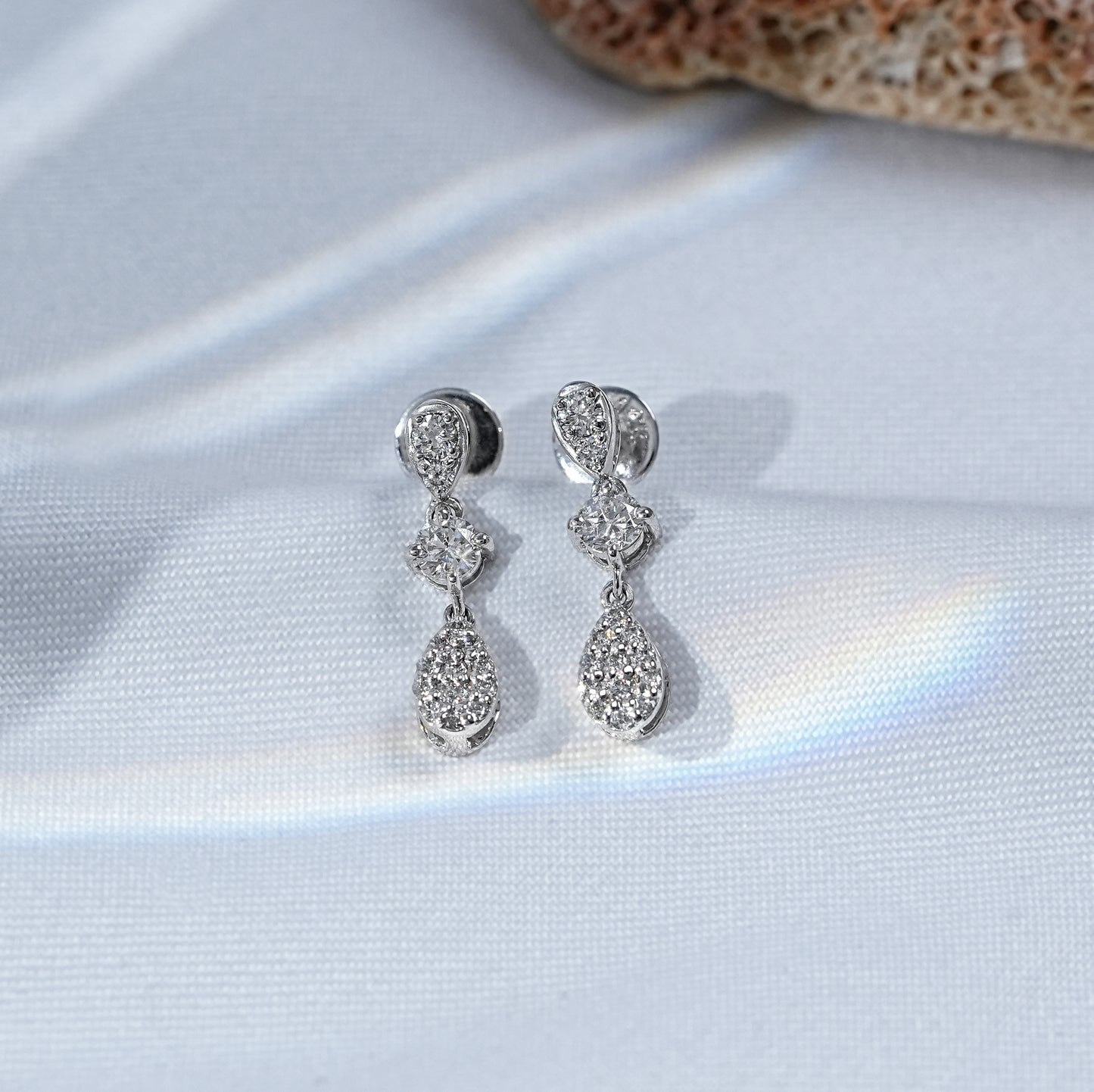 Round Cut Lab Diamond Dangle Drop Earrings