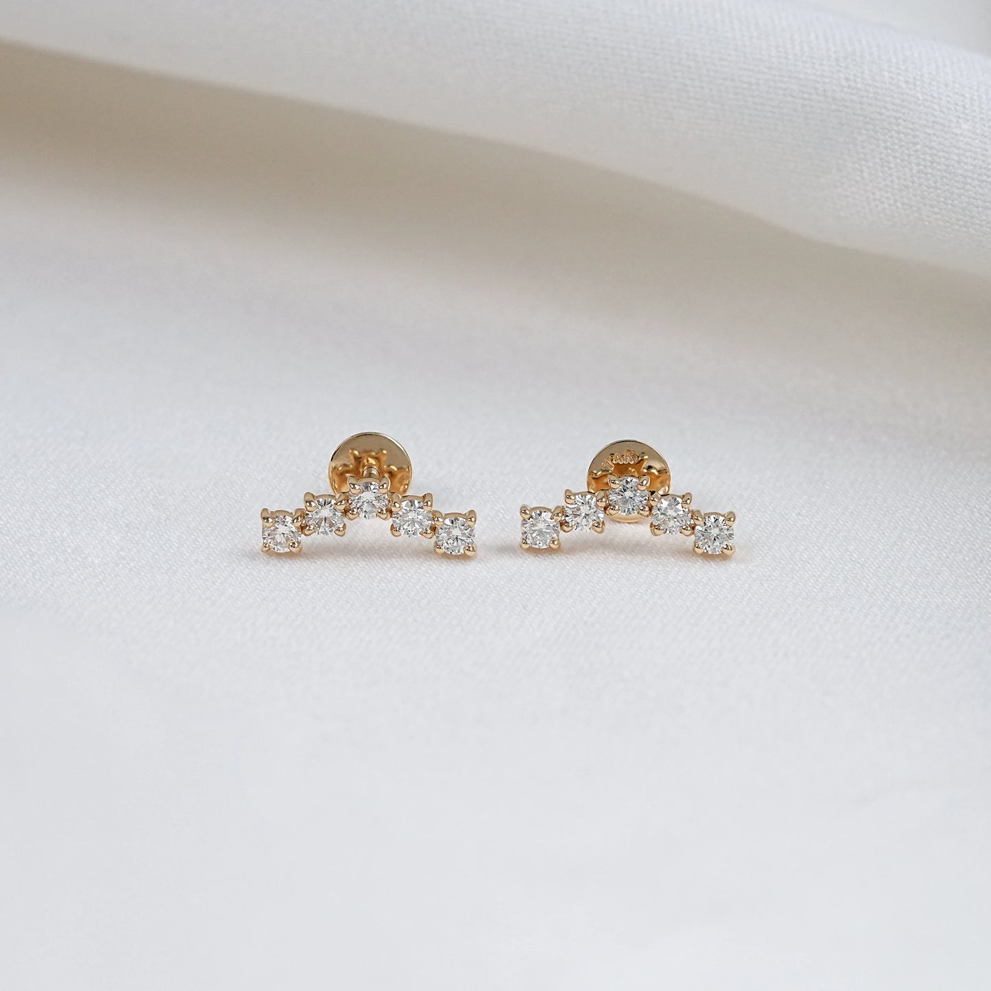 Round Cut Lab Diamond Five Stone Stud Earrings