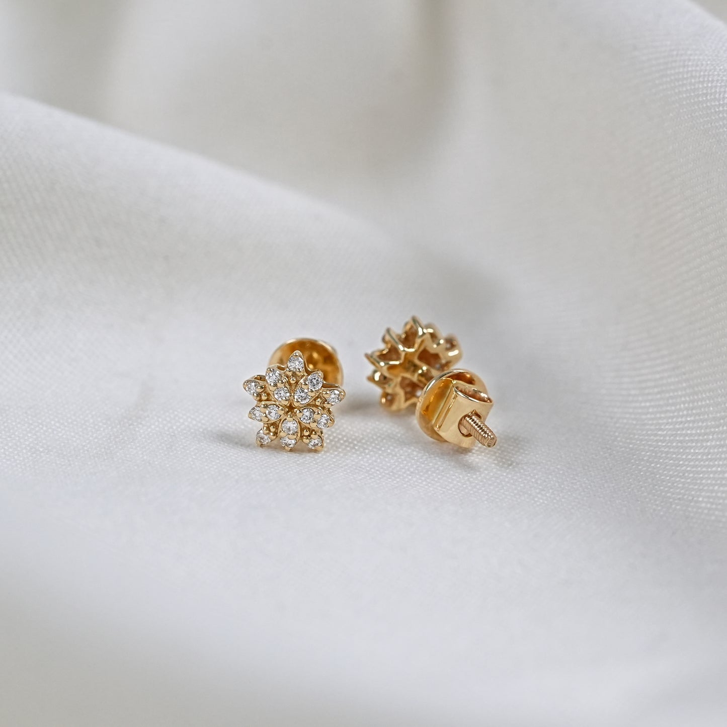 Round Cut Lab Diamond Flower Style Stud Earrings