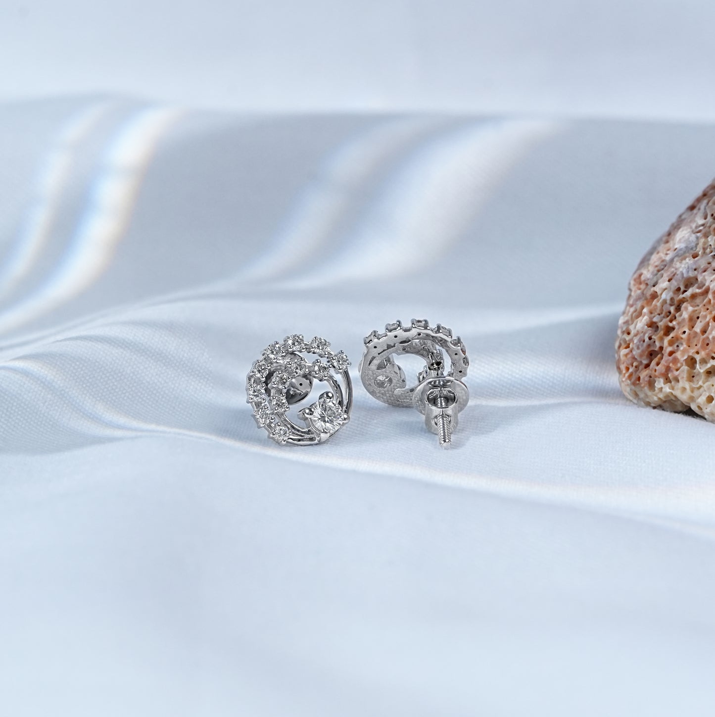 Round Cut Lab Diamond Open Circle Stud Earrings