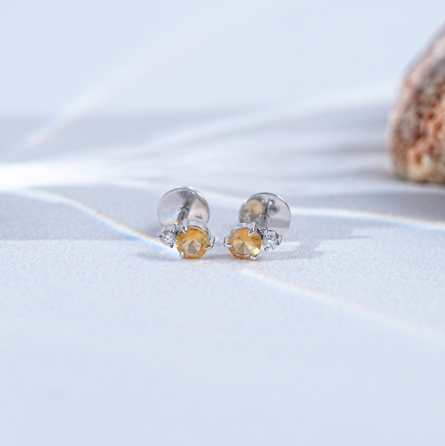 Round Gemstone Stud Earrings