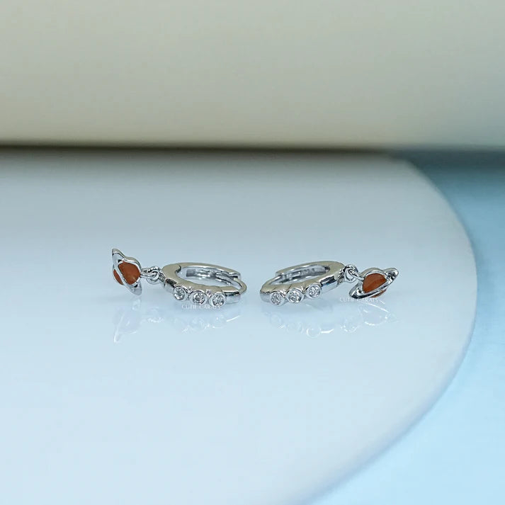 Enamel Baby Hoop Saturn Earrings