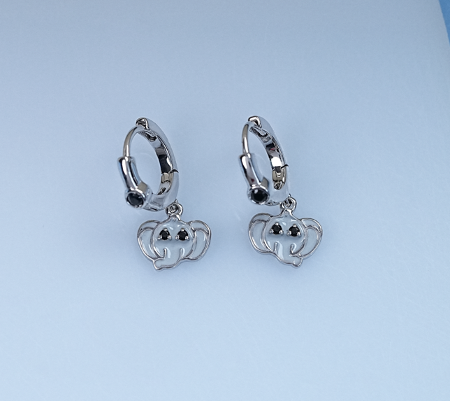 Elephant Head Round Cut Lab Diamond Earrings