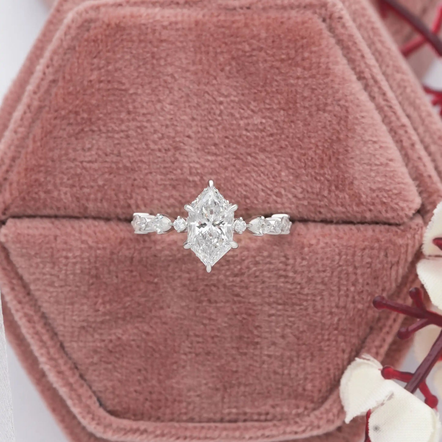 Antique Dutch Marquise Cut Accent Lab Diamond Ring