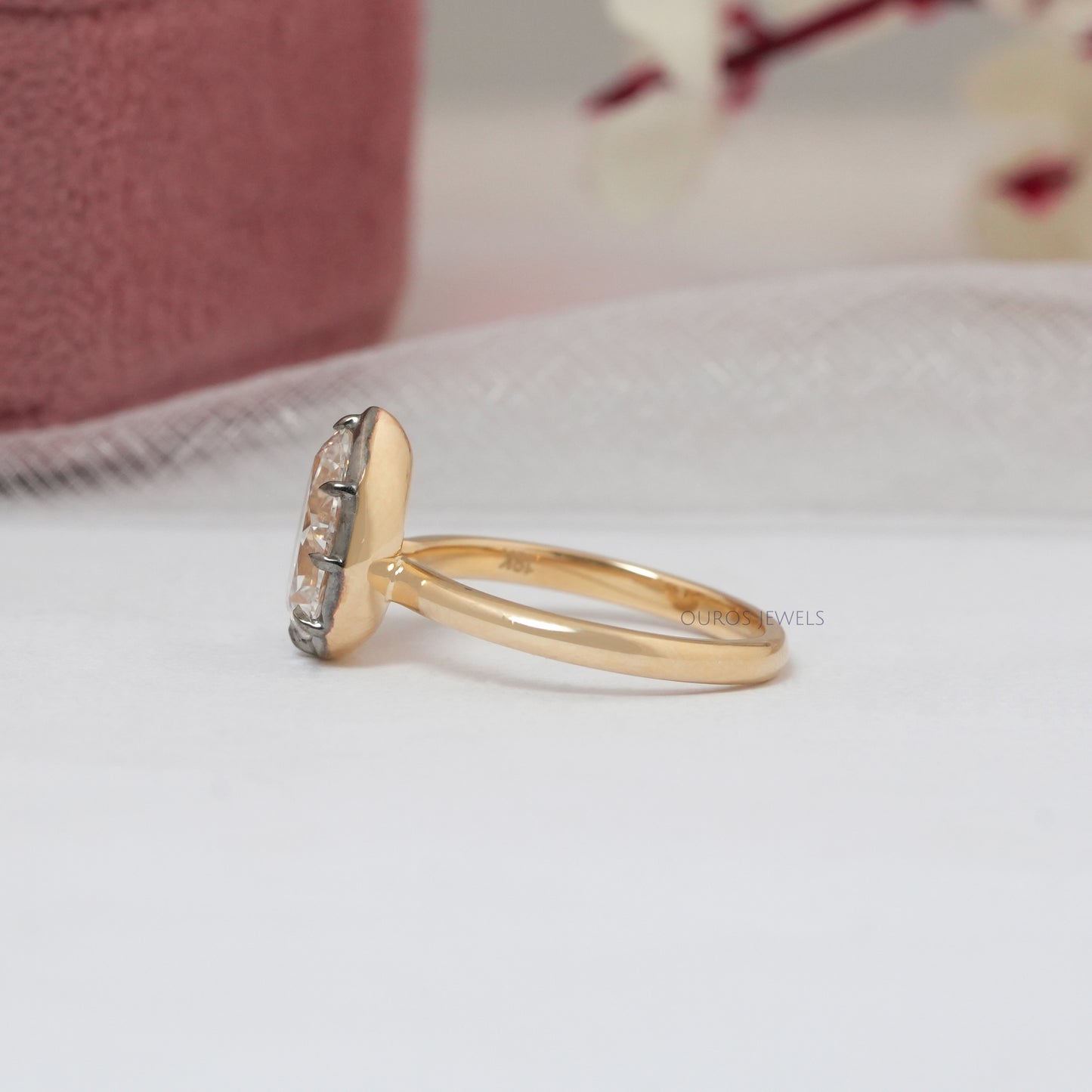 Old Pear Cut Solitaire Lab Grown Diamond Engagement Ring