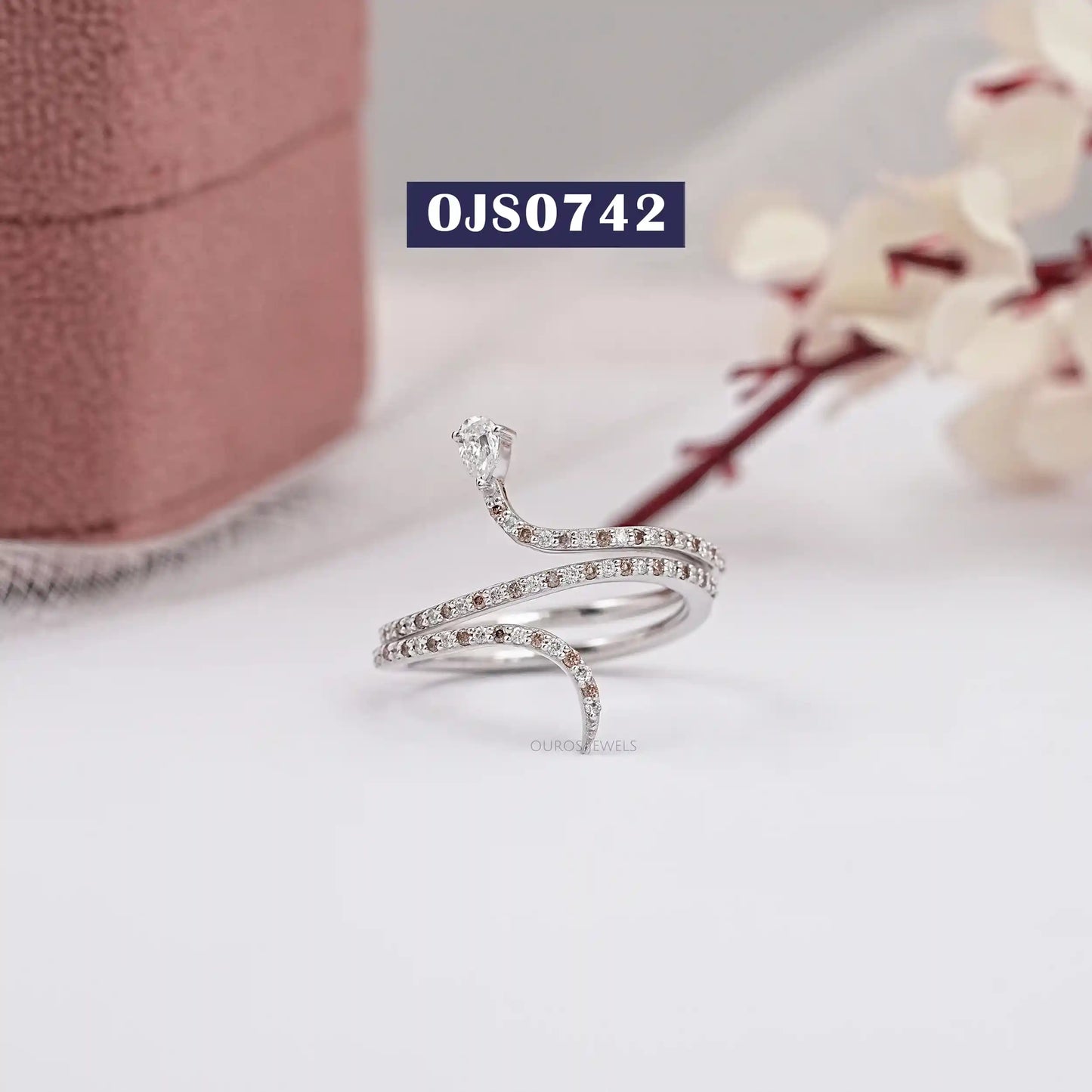 Spiral Band Chocolate Round Cut Lab Diamond Ring