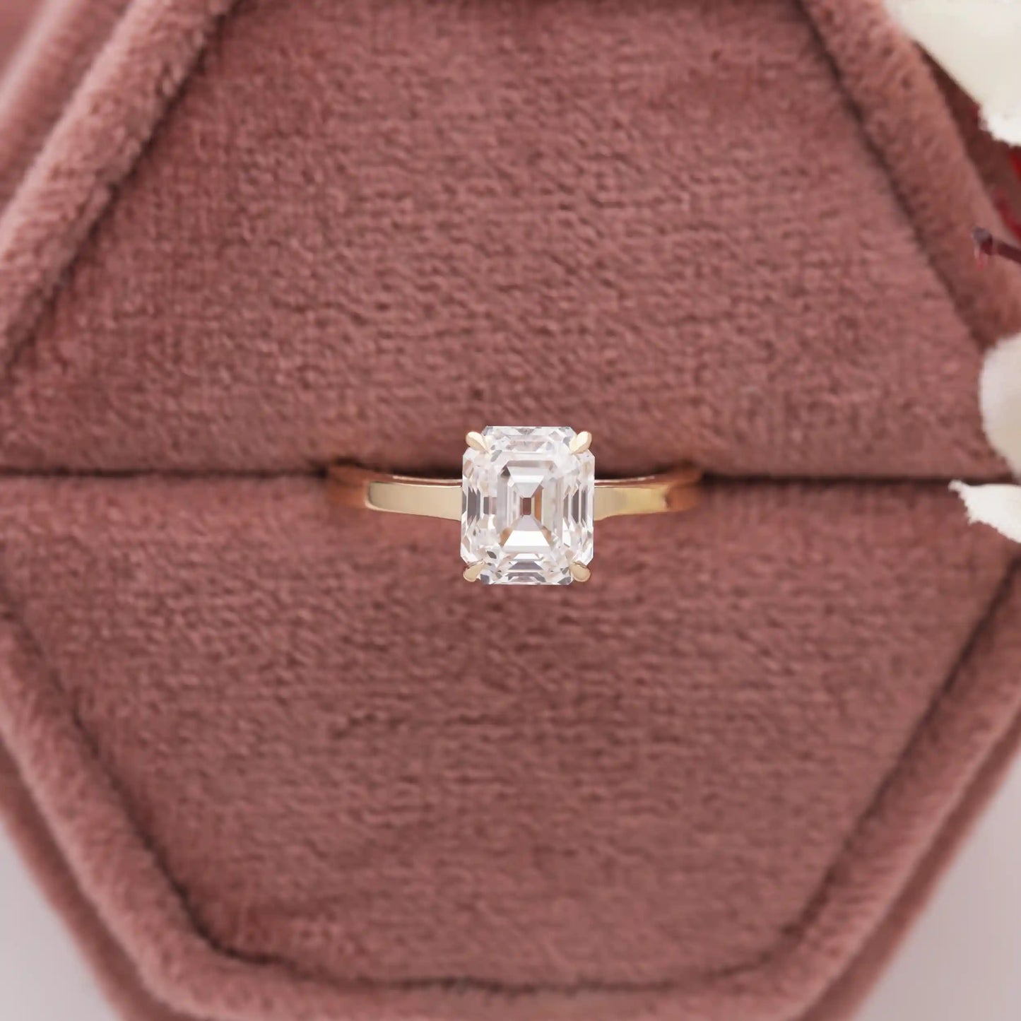 Old Mine Emerald Cut Solitaire Diamond Engagement Ring