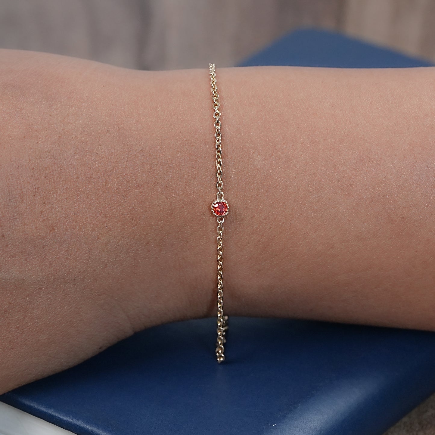 Red Gemstone Round Shape  Chain  Bracelet