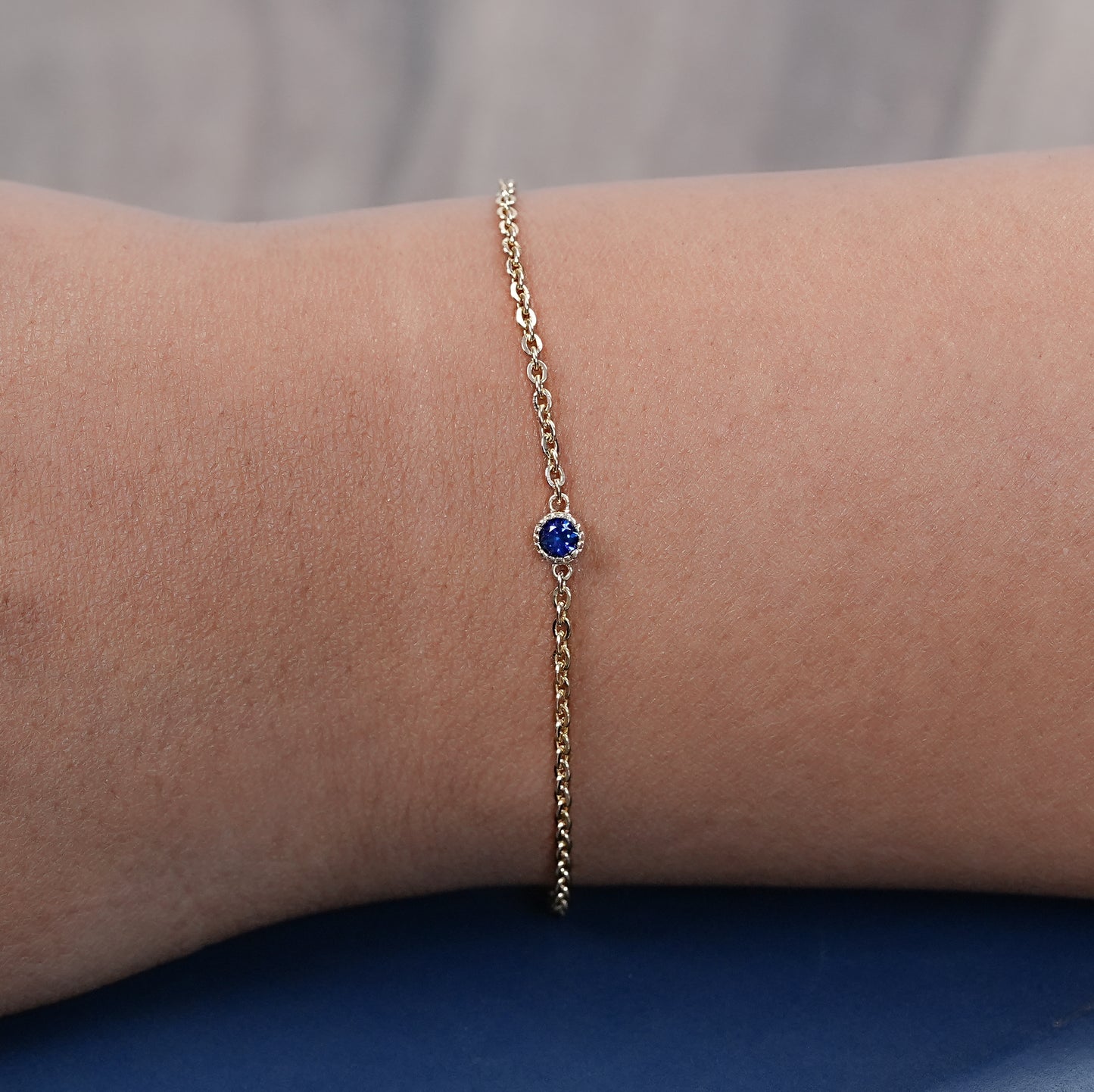 2.50 MM Blue Round Cut Lab Diamond Bracelet