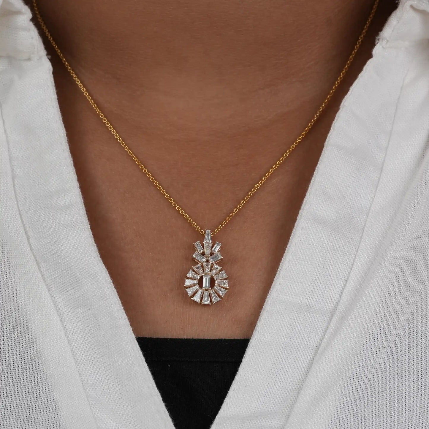 Tapered Baguette Cut Lab Grown Diamond Pendant