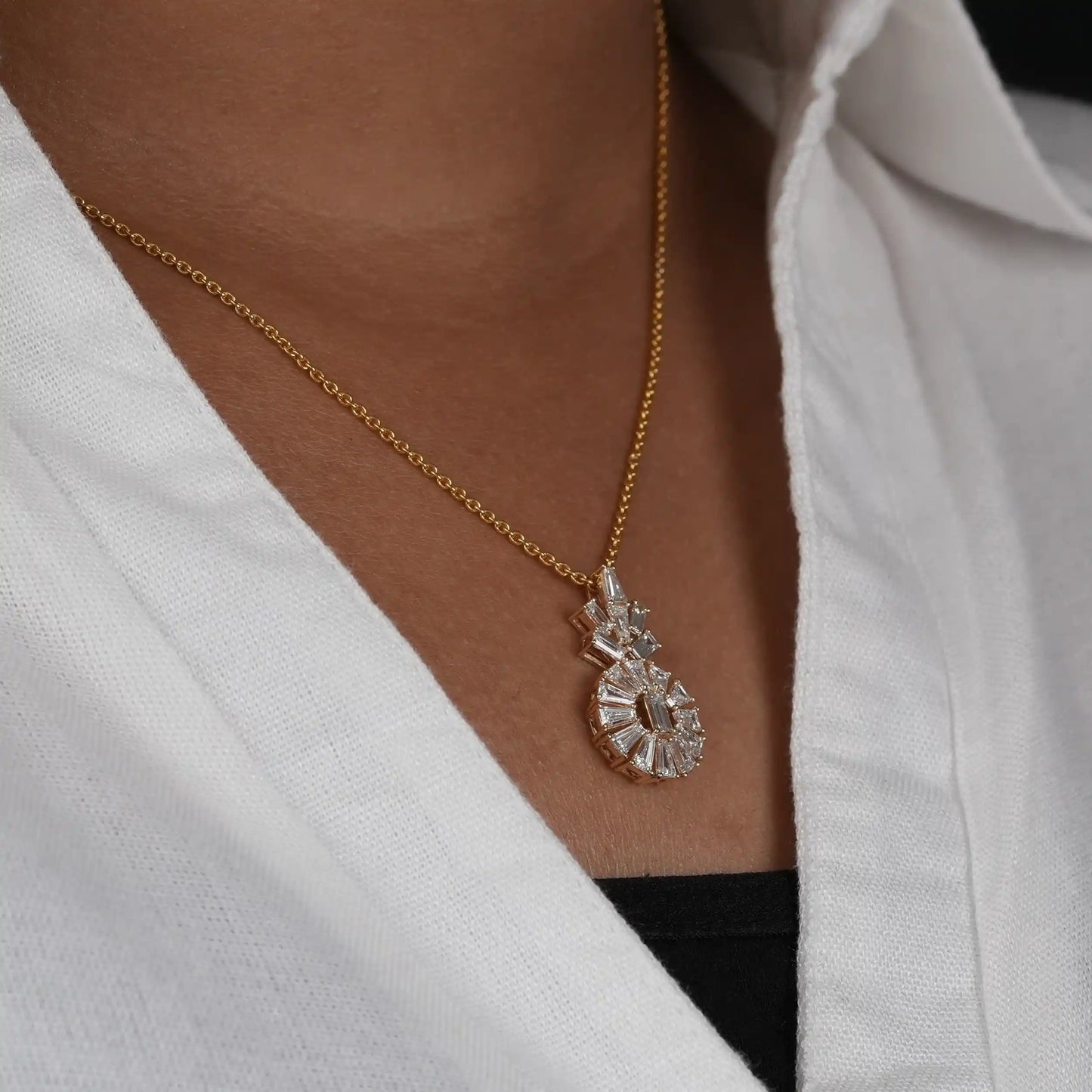 Tapered Baguette Cut Lab Grown Diamond Pendant