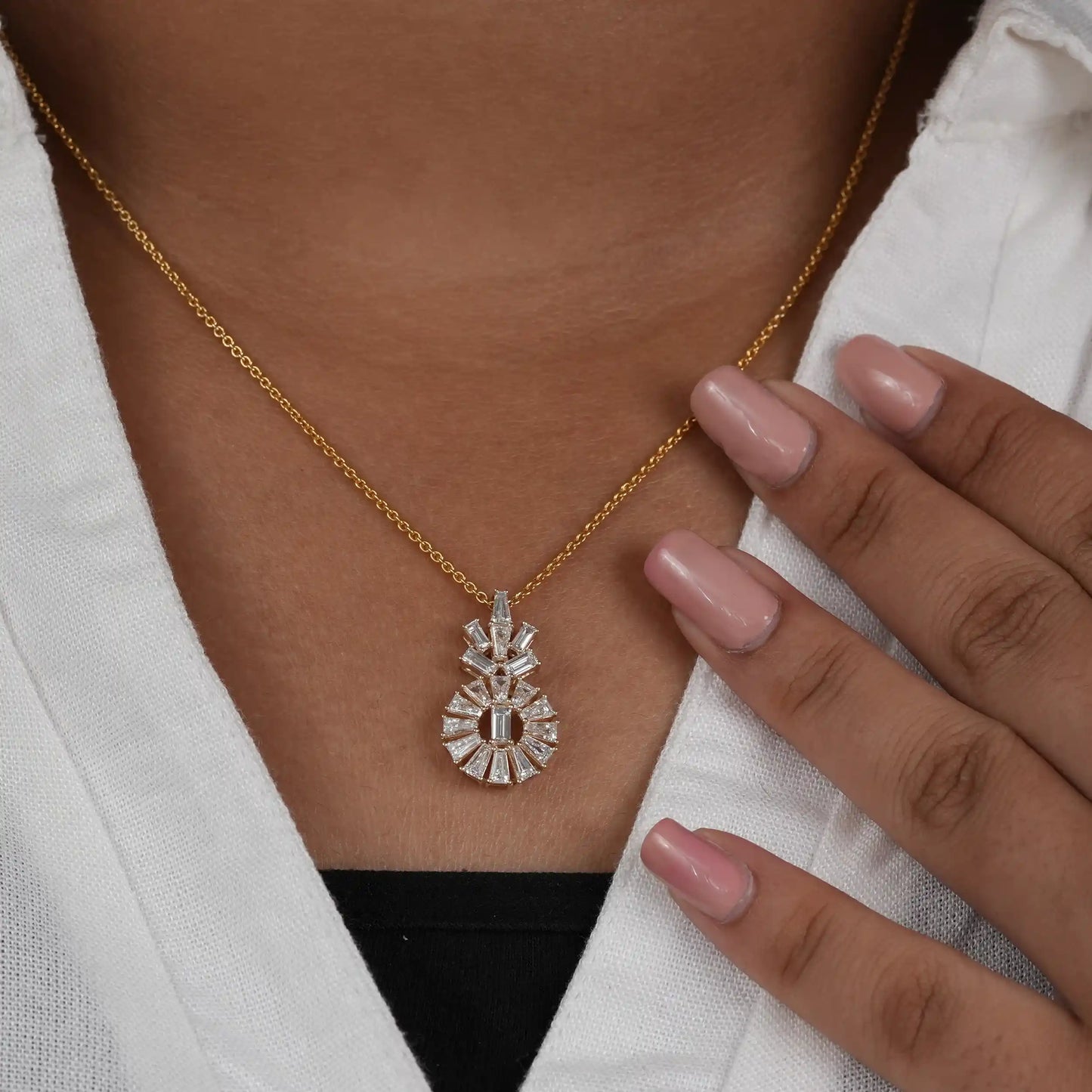 Tapered Baguette Cut Lab Grown Diamond Pendant