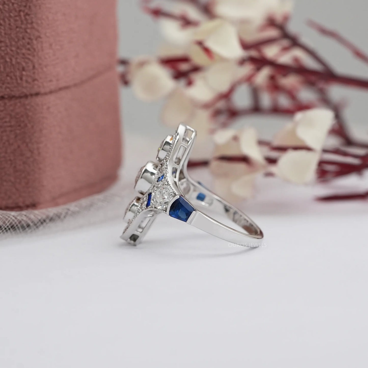 Art Deco Old European Round Cut Lab Diamond Ring