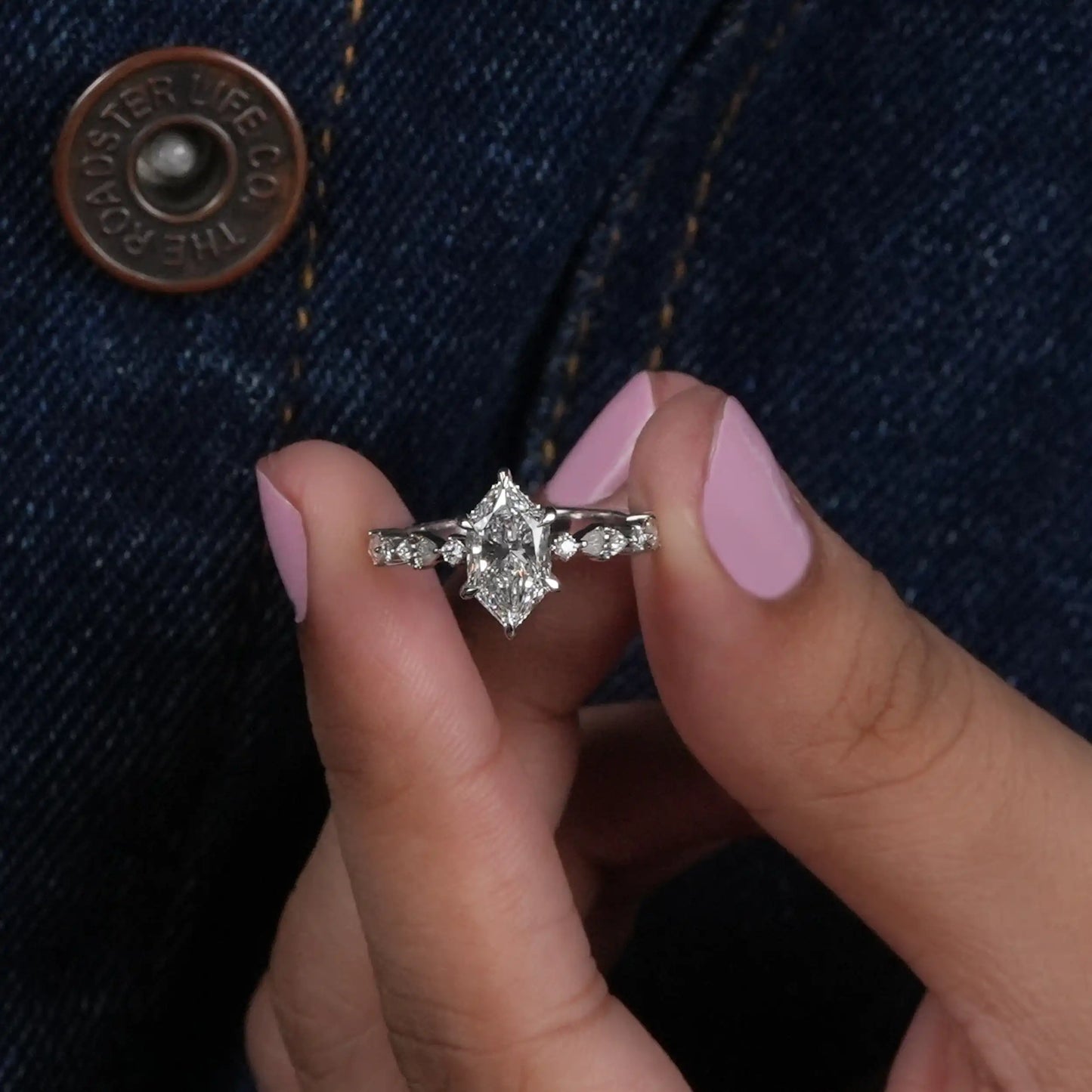 Antique Dutch Marquise Cut Accent Lab Diamond Ring