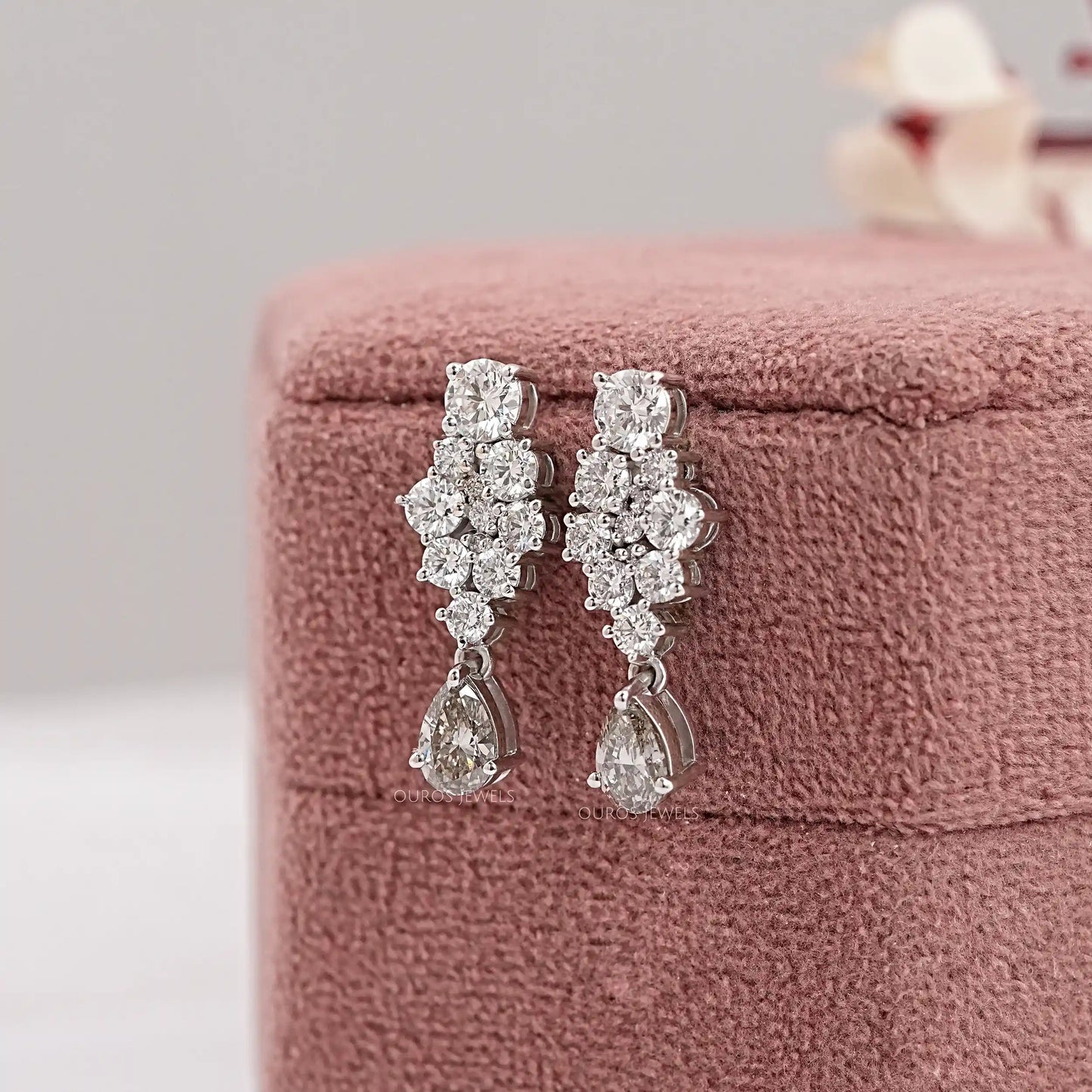 Olive Pear Cut Lab Diamond Drop Dangle Earring