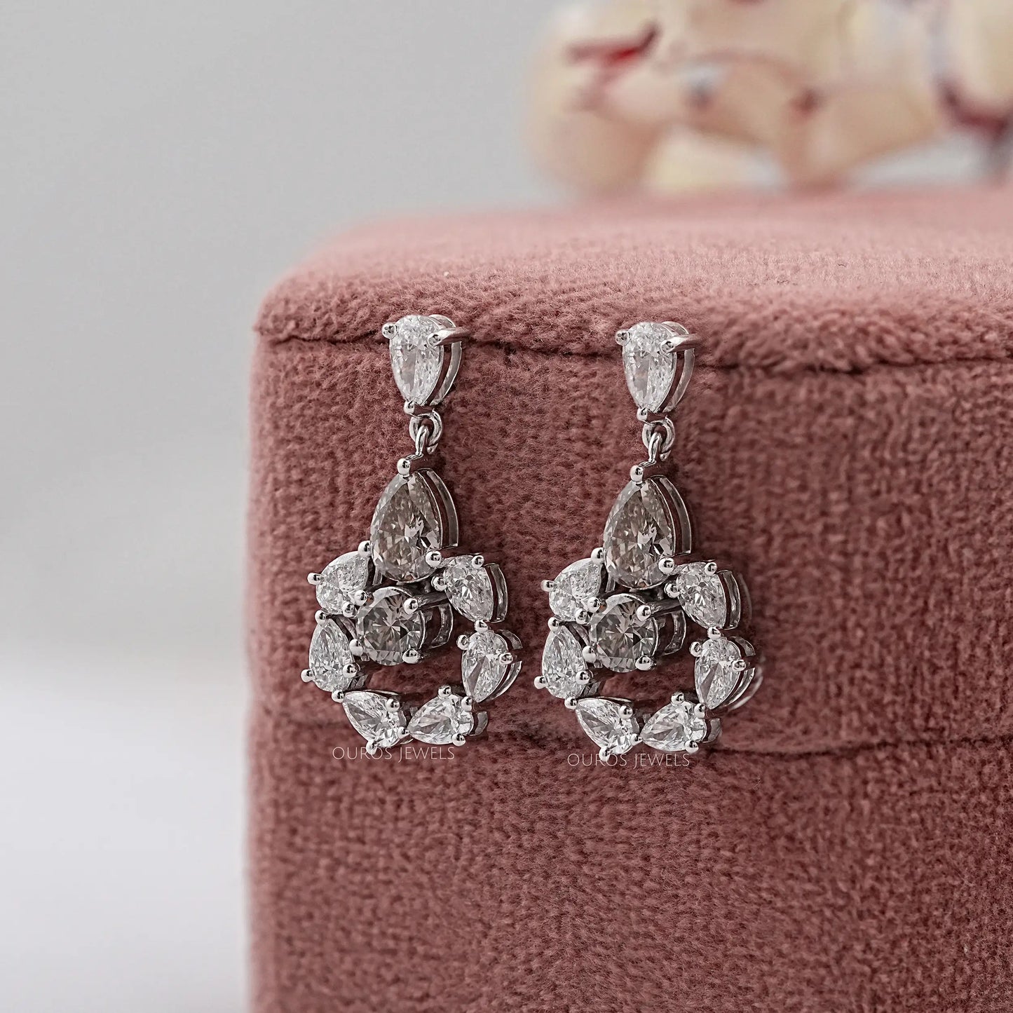 Olive Pear And Round Cut Lab Diamond Earring
