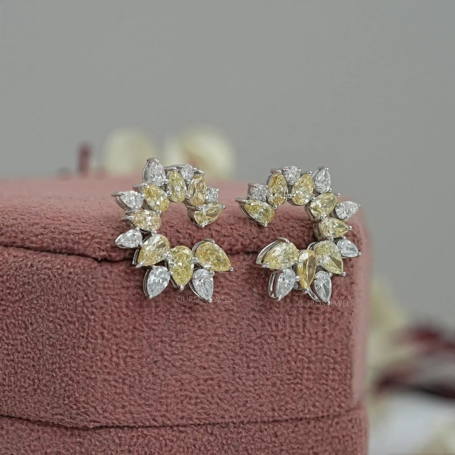 Fancy Yellow Pear Shape Hoop Earrings