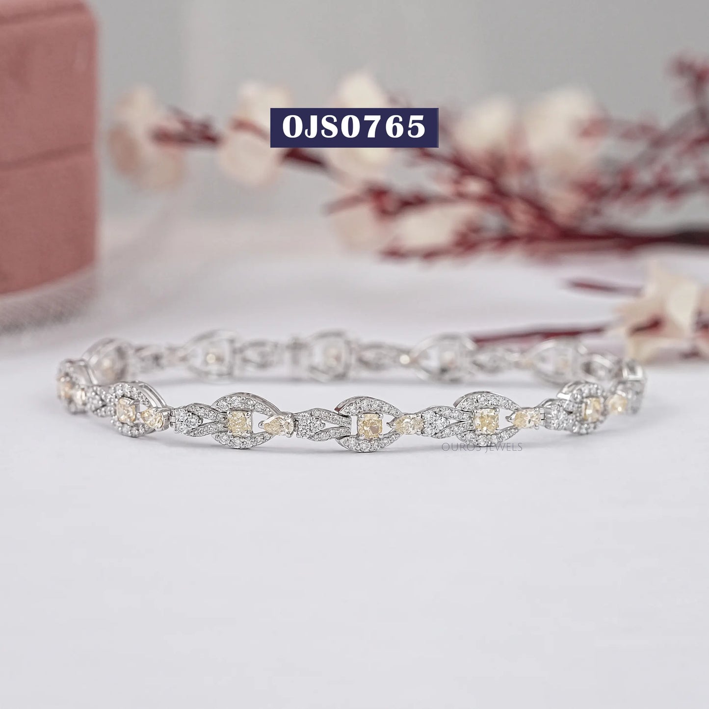 Yellow Cushion And Round Cut Lab Diamond Bracelet