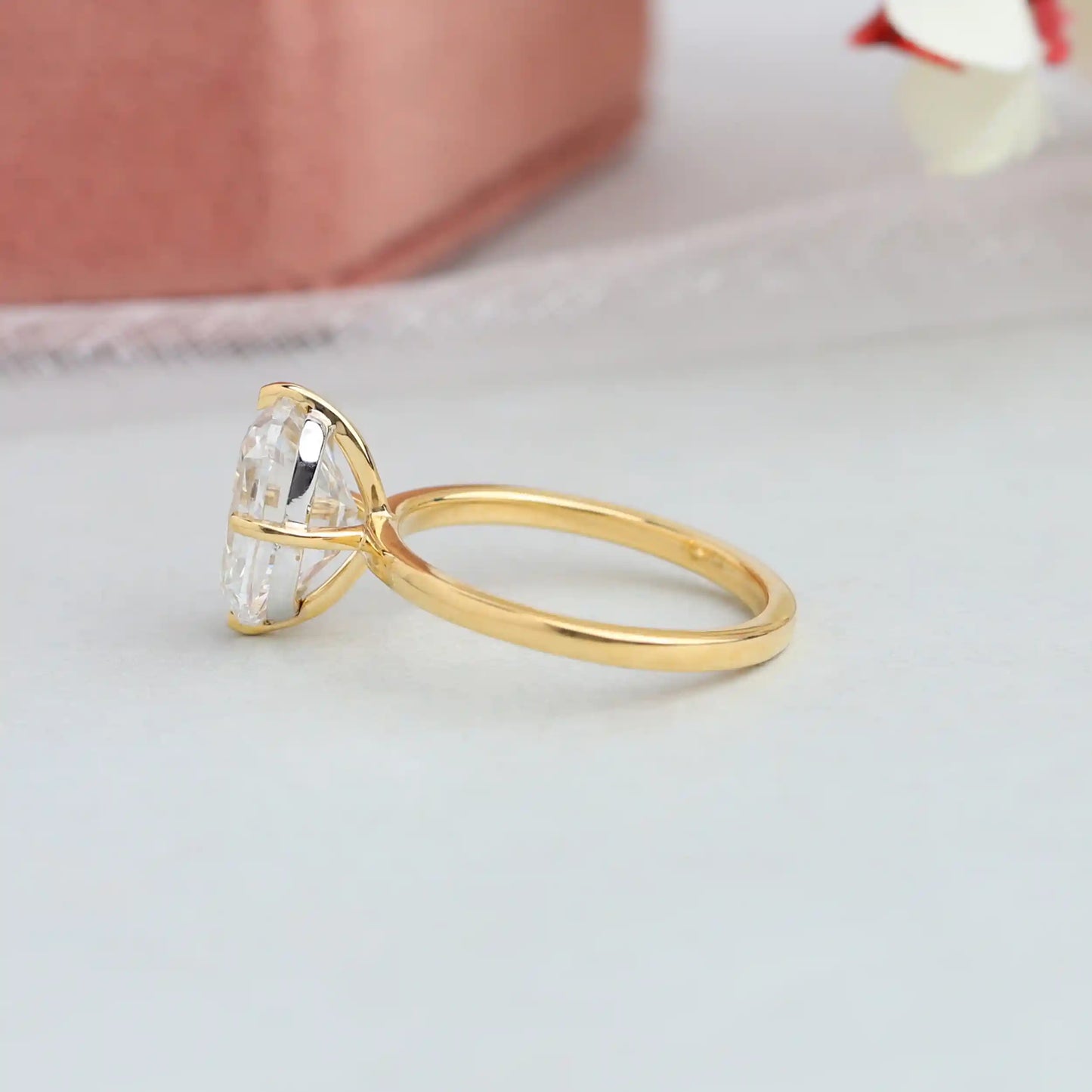 Elongated Old Mine Cushion Cut Solitaire Engagement Ring