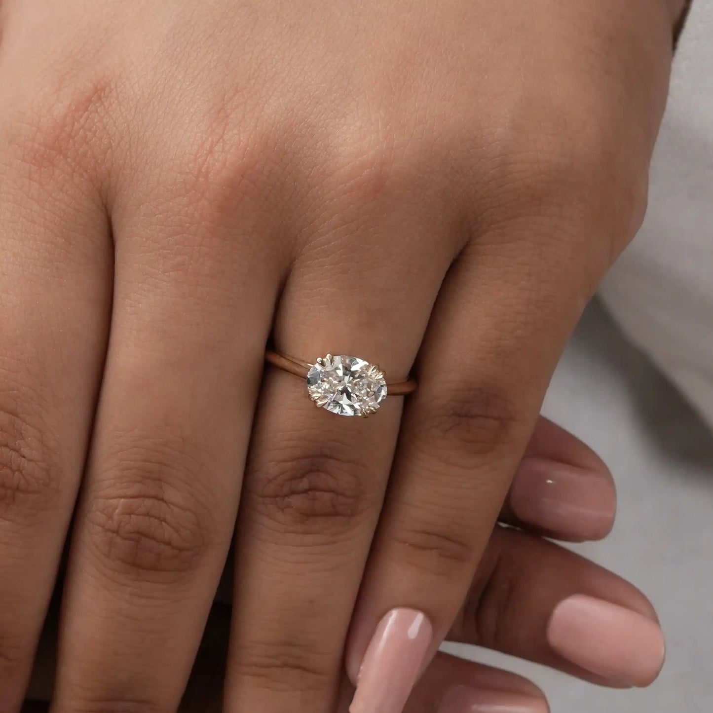 2.00 CT Oval Cut Solitaire East West Set Promise Ring