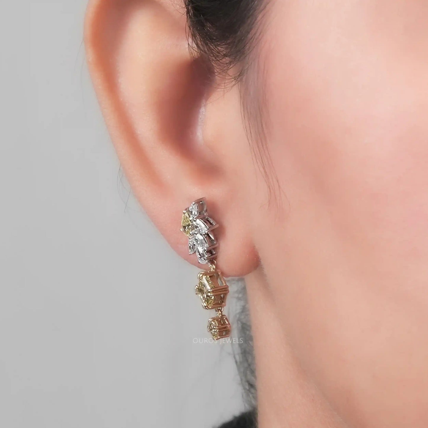 Yellow Pear Cut Chandelier Bridal Earrings