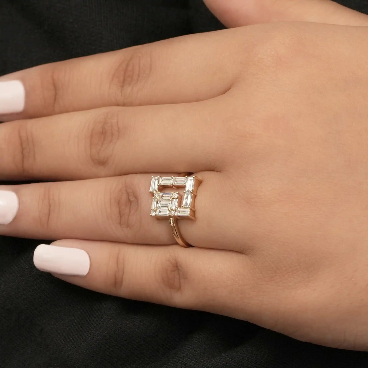 Baguette Cut Lab Grown Diamond Engagement Ring