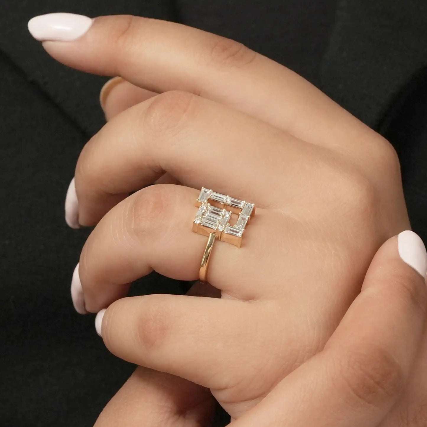 Baguette Cut Lab Grown Diamond Engagement Ring