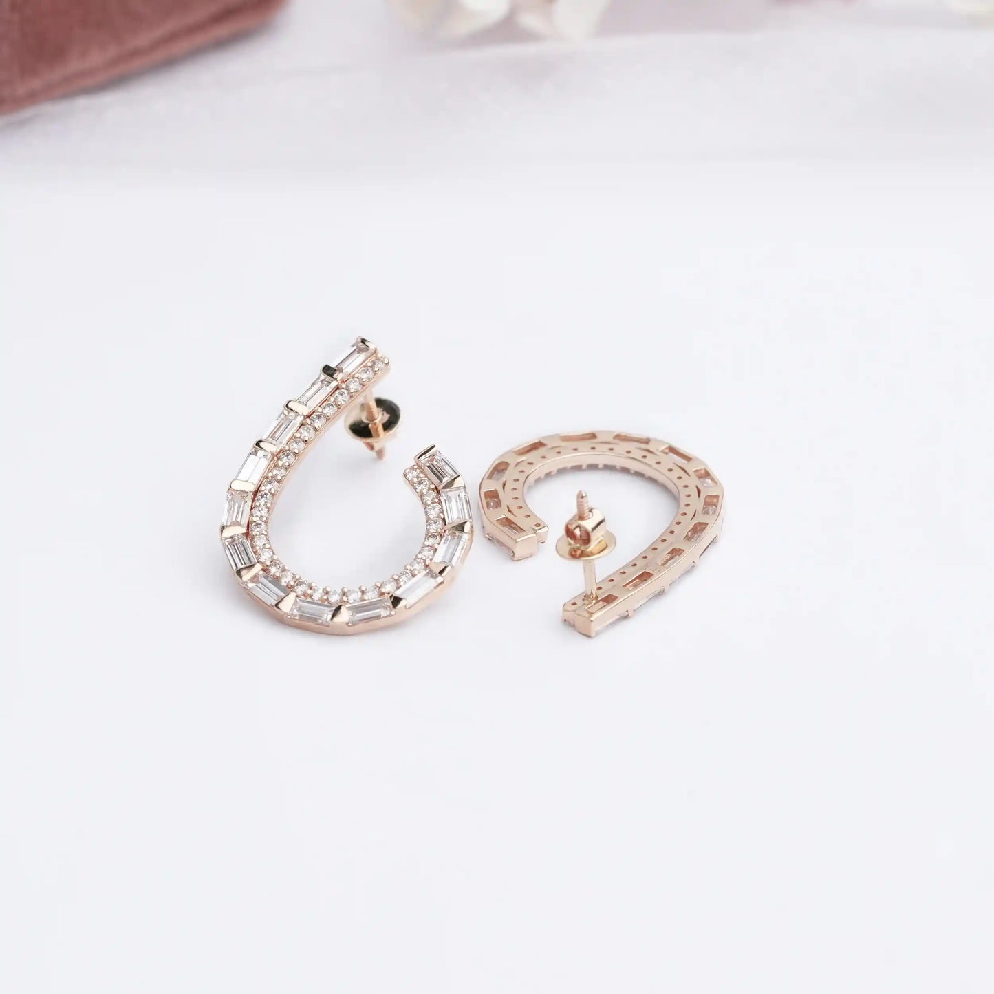 Baguette Cut Lab Grown Diamond Screw Back Earrings