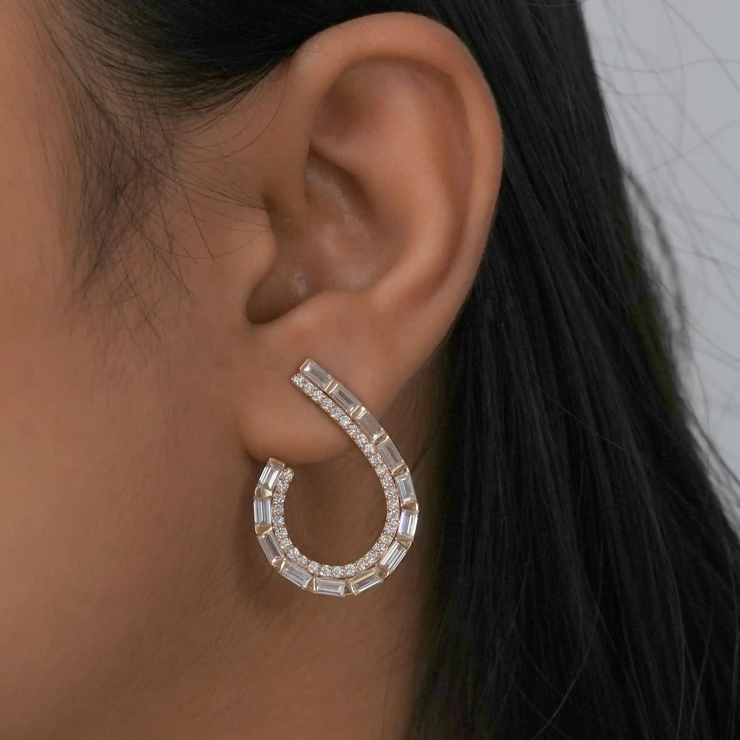 Baguette Cut Lab Grown Diamond Screw Back Earrings