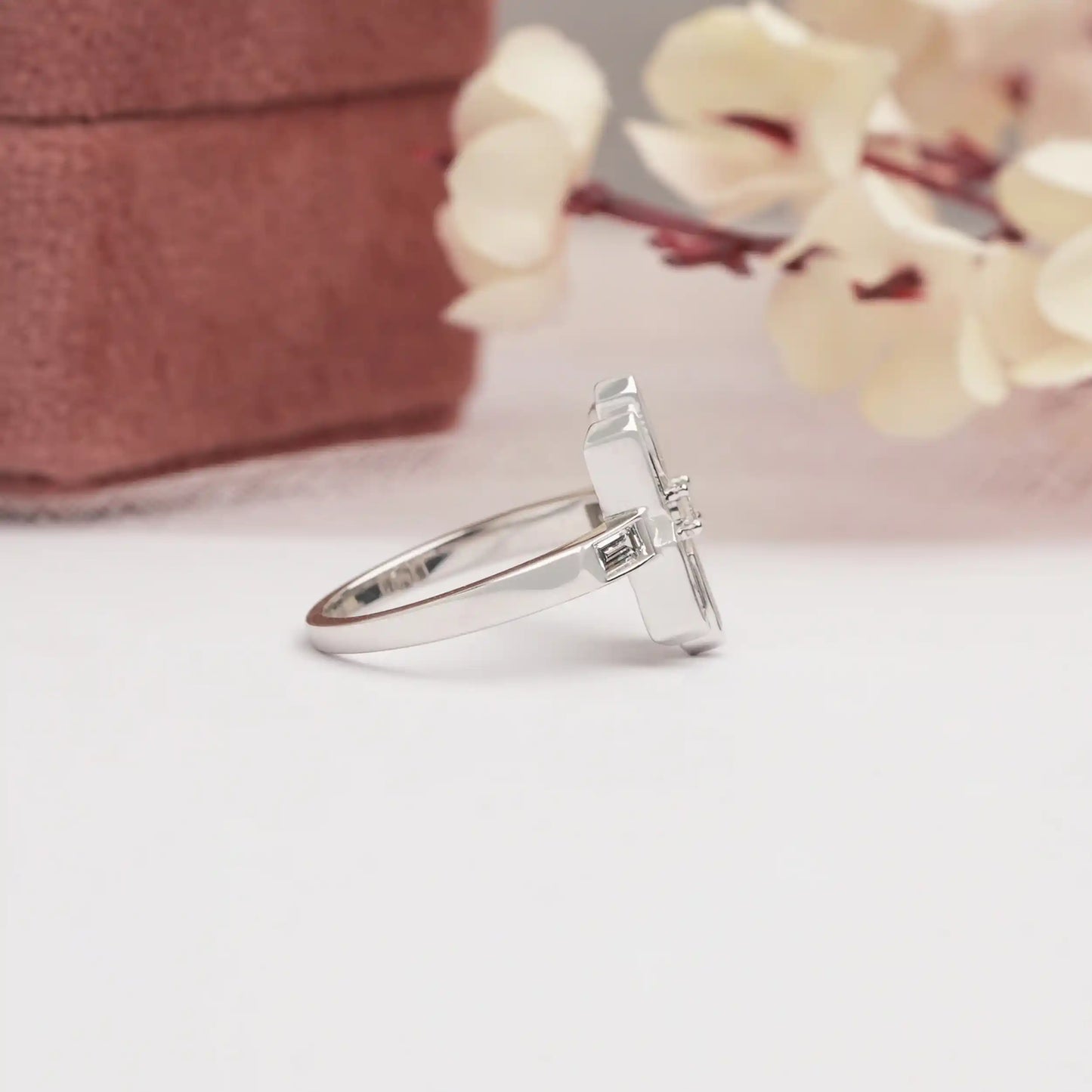 Baguette Cut Lab Grown Diamond Bezel Set Ring
