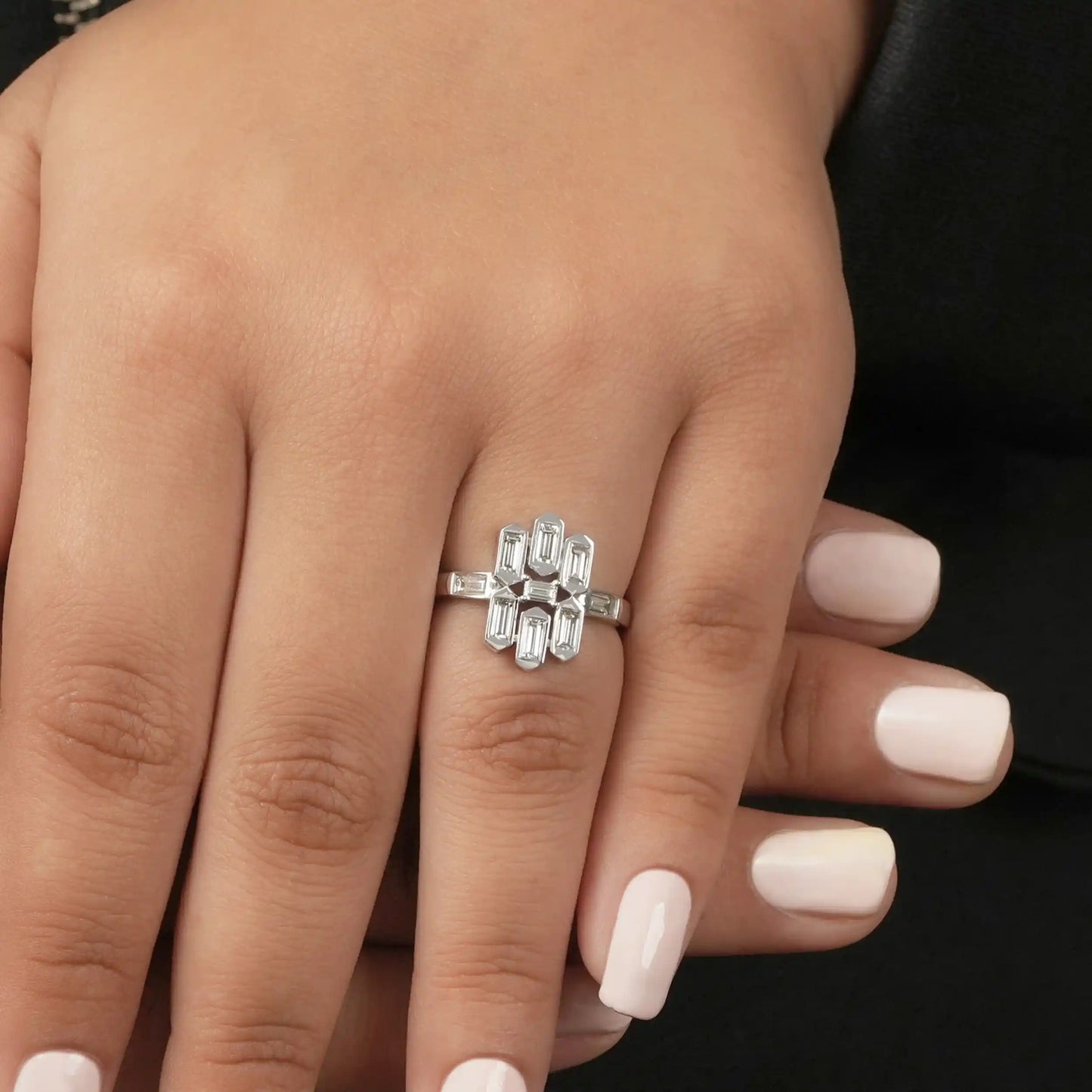 Baguette Cut Lab Grown Diamond Bezel Set Ring