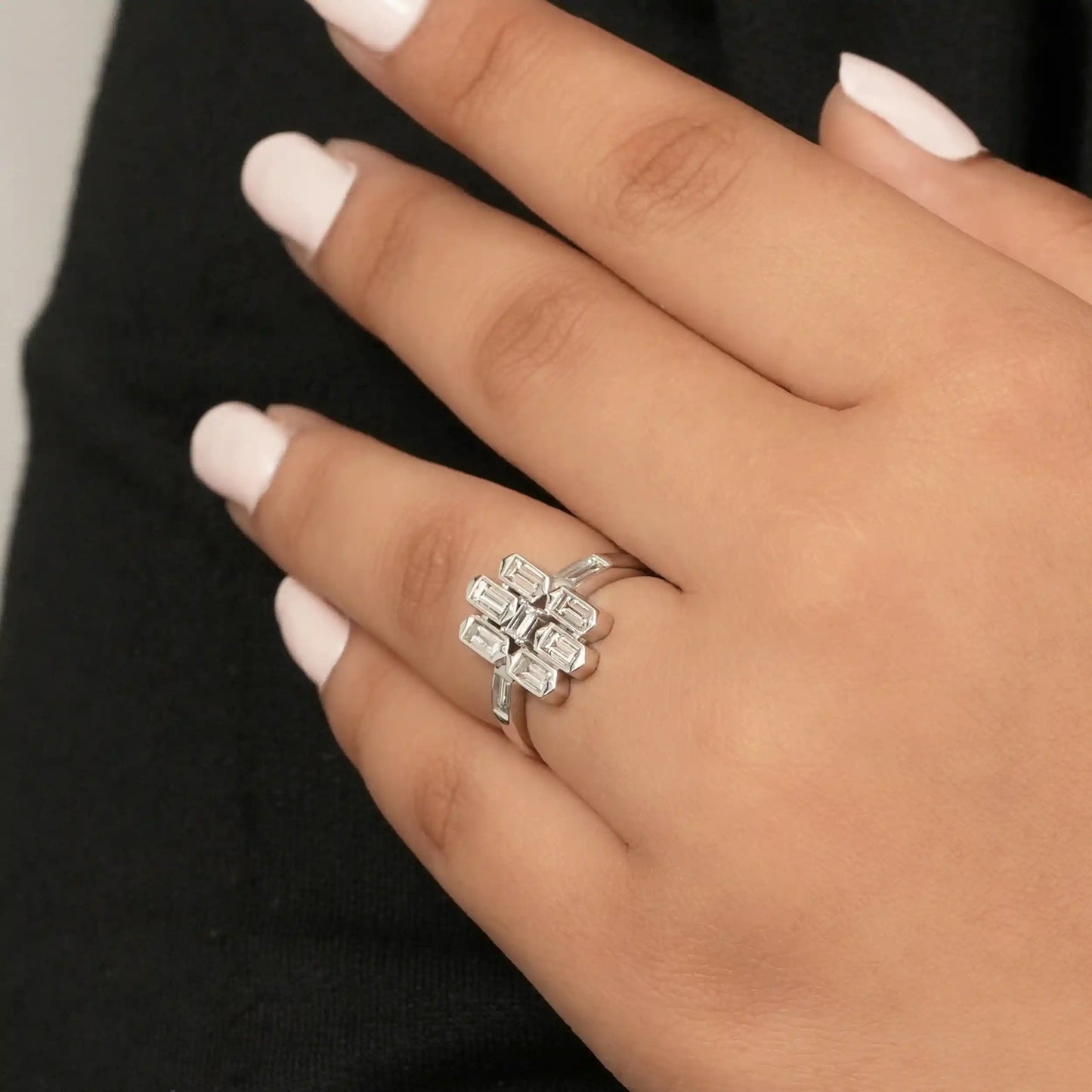 Baguette Cut Lab Grown Diamond Bezel Set Ring