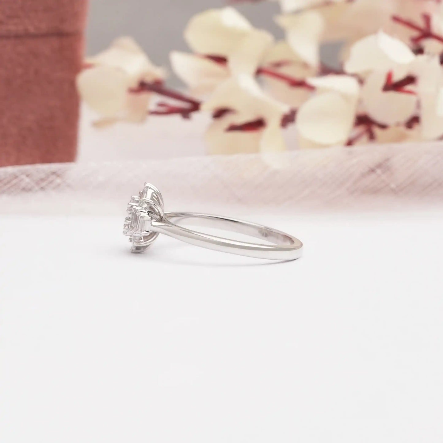 Baguette Cut Cluster Diamond Engagement Ring