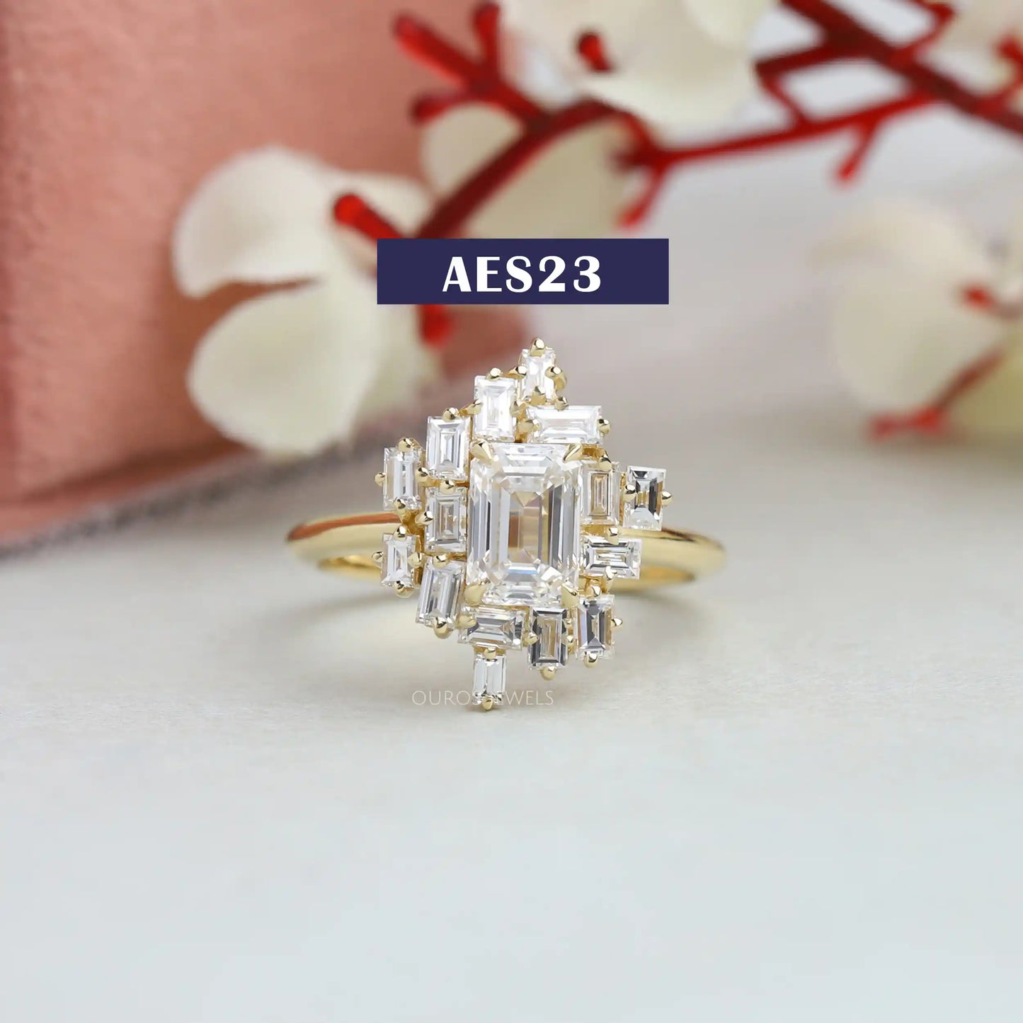 Emerald & Baguette Diamond Cluster Ring