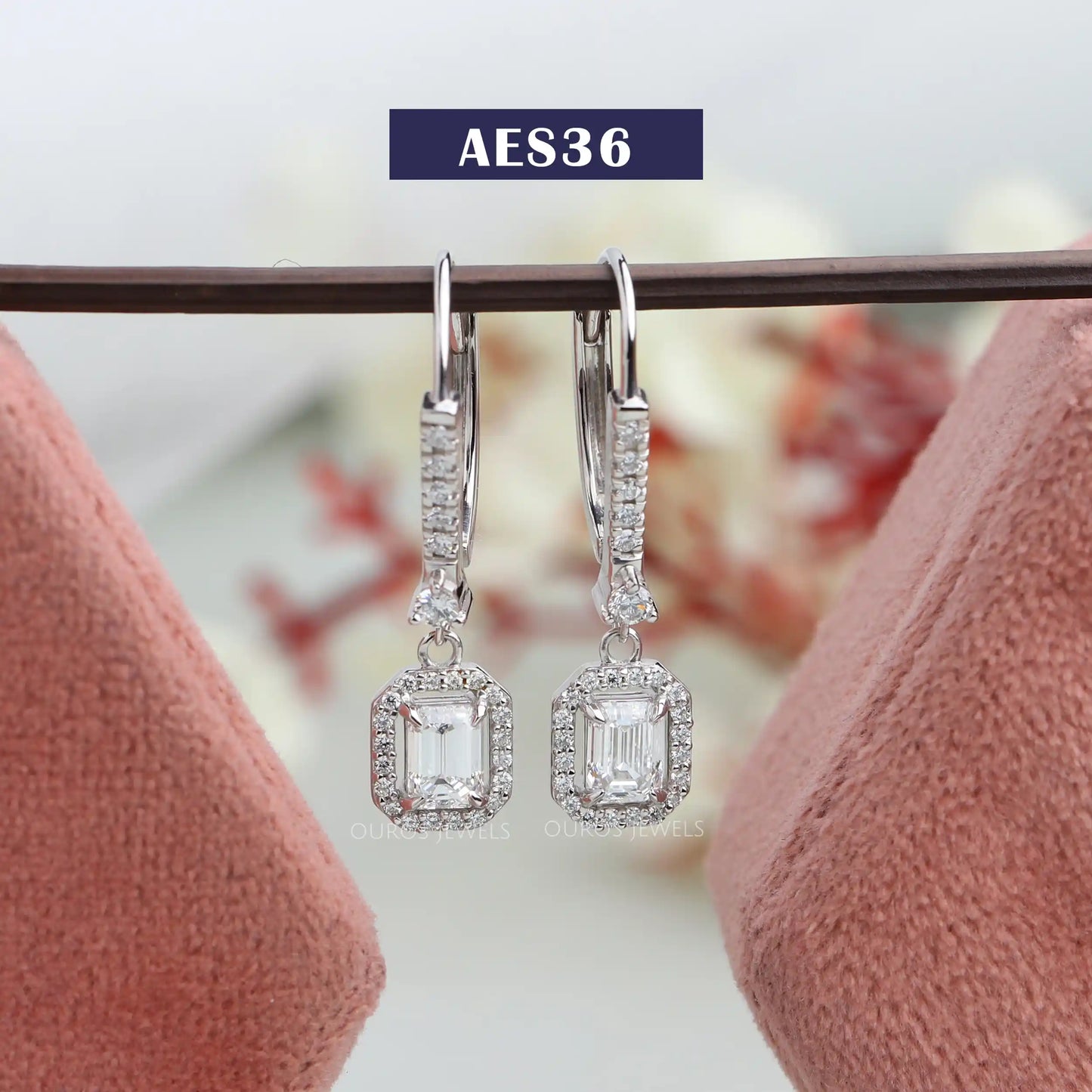 Emerald Diamond Dangle Drop Earrings