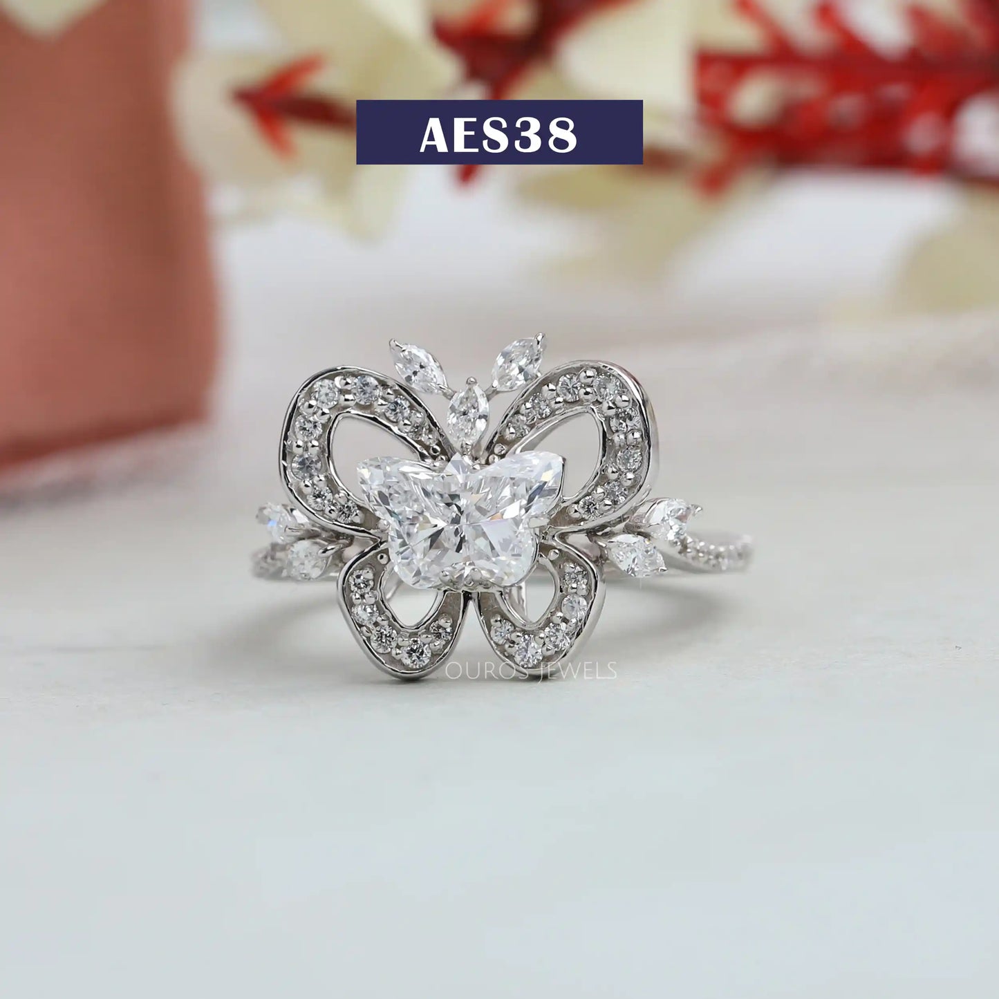 Butterfly Cluster Diamond Engagement Ring
