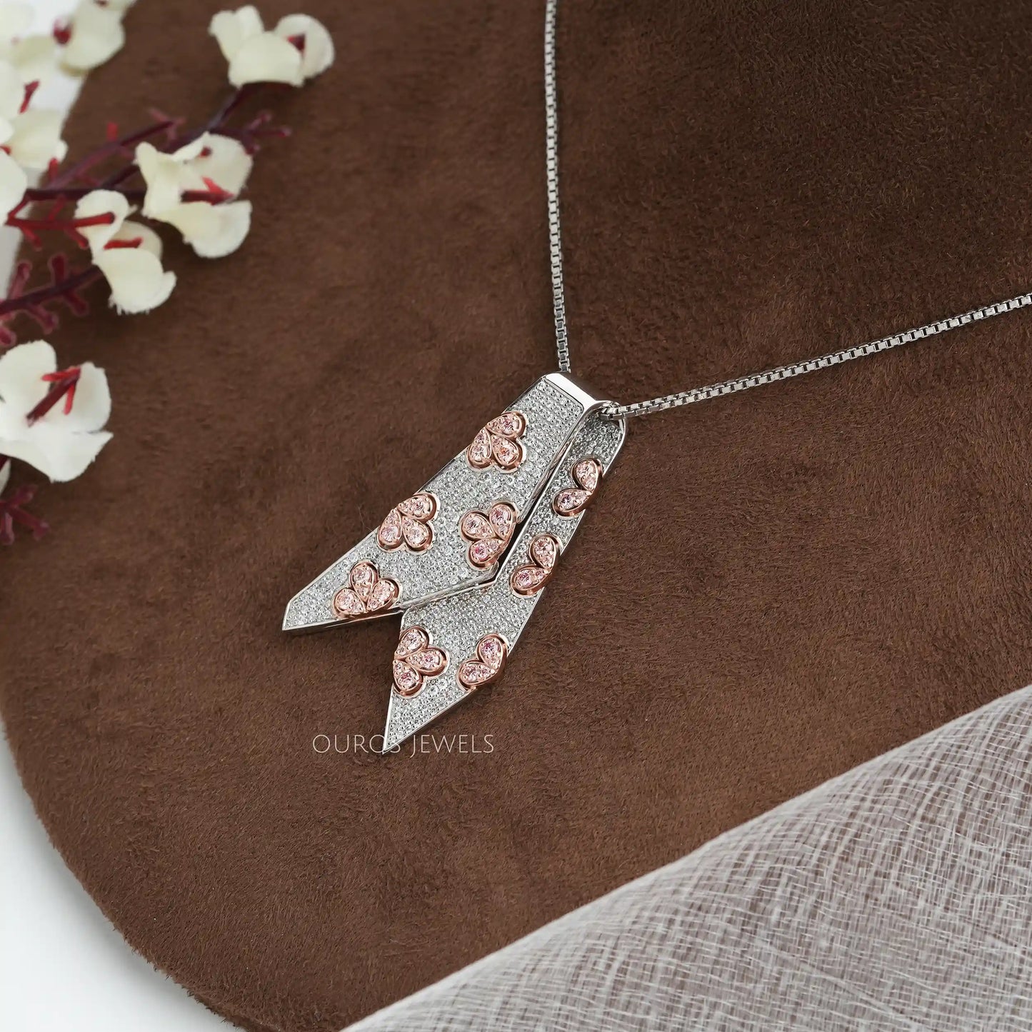 Pink Round Cut Diamond Necklace