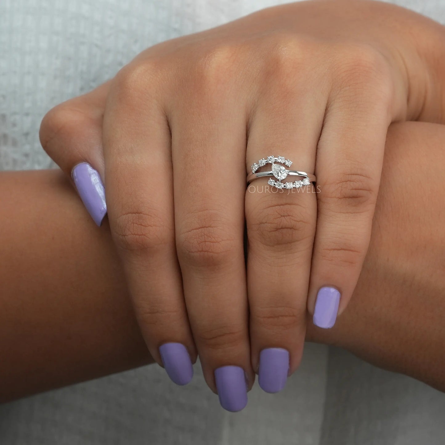 Pear Diamond Bypass Set Ring