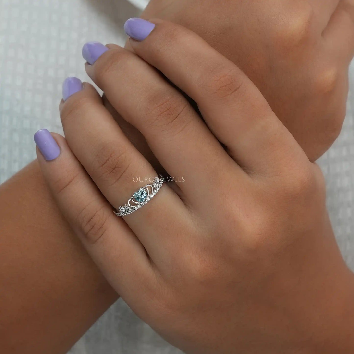 Blue Heart Cut Dainty Ring