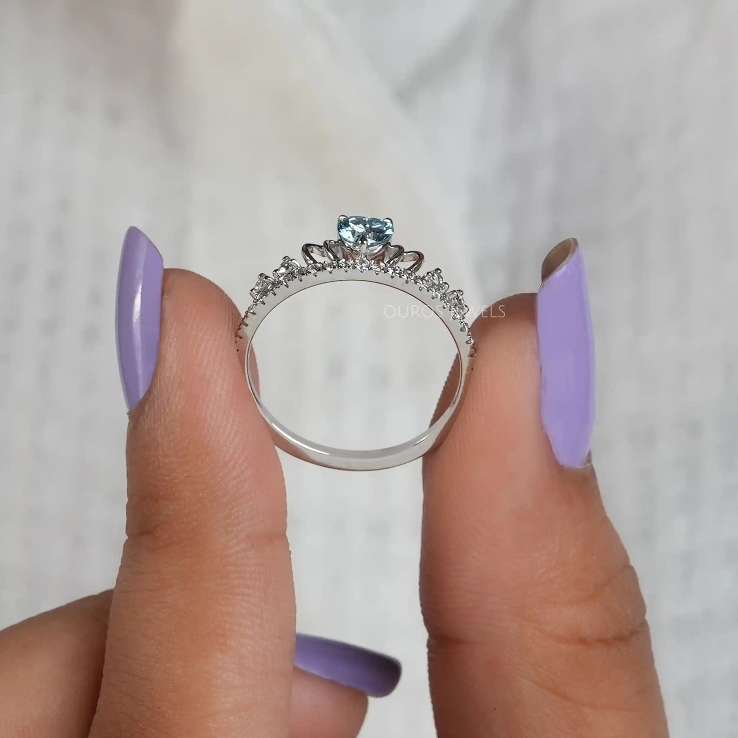 Blue Heart Cut Dainty Ring