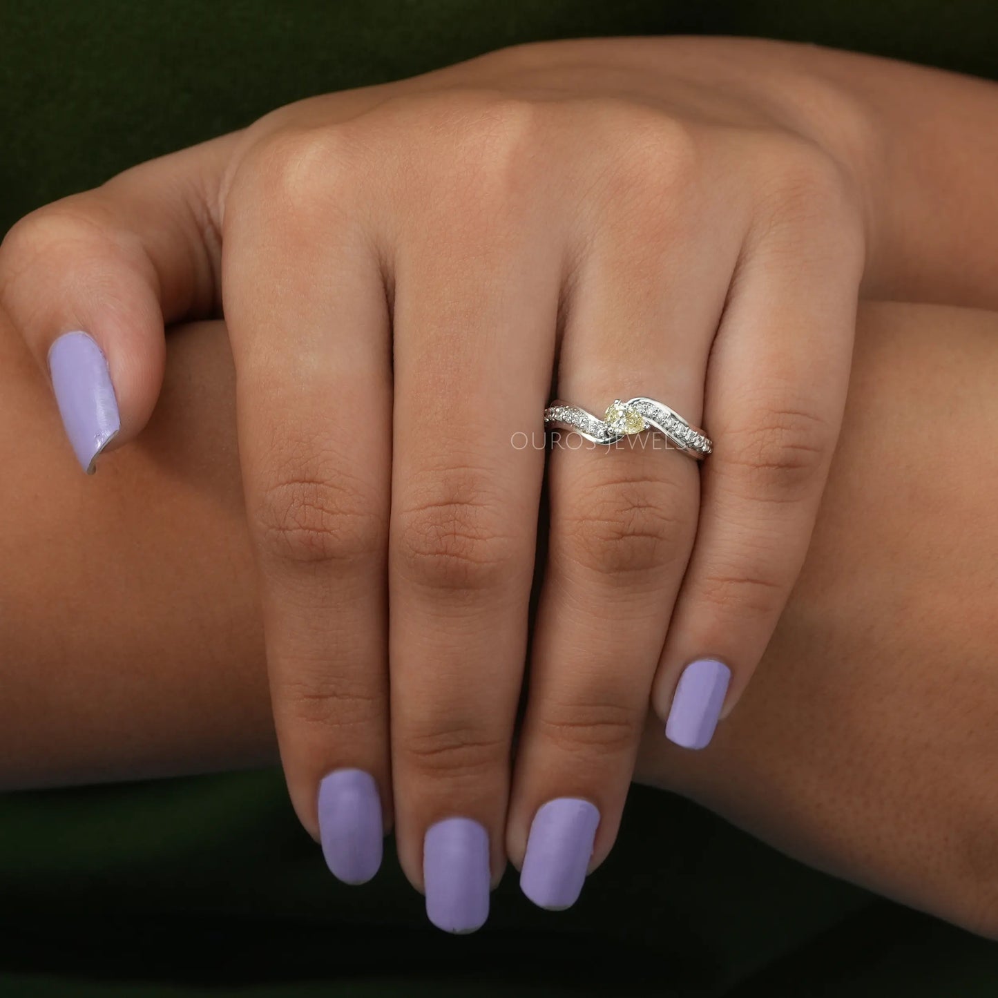 Yellow Pear Cut Accent Diamond Ring