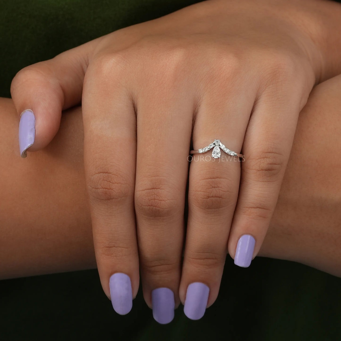 Pear Cut Curved Wedding Ring