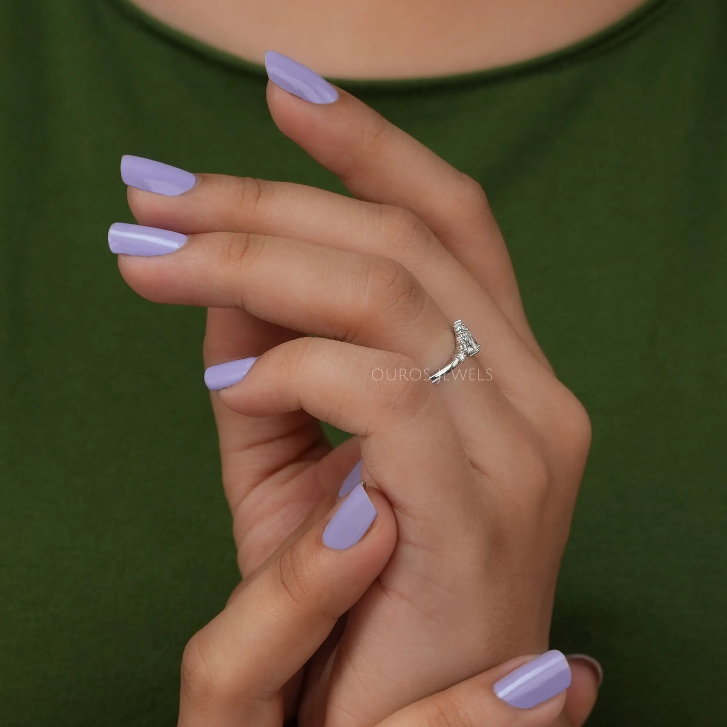 Pear Cut Curved Wedding Ring