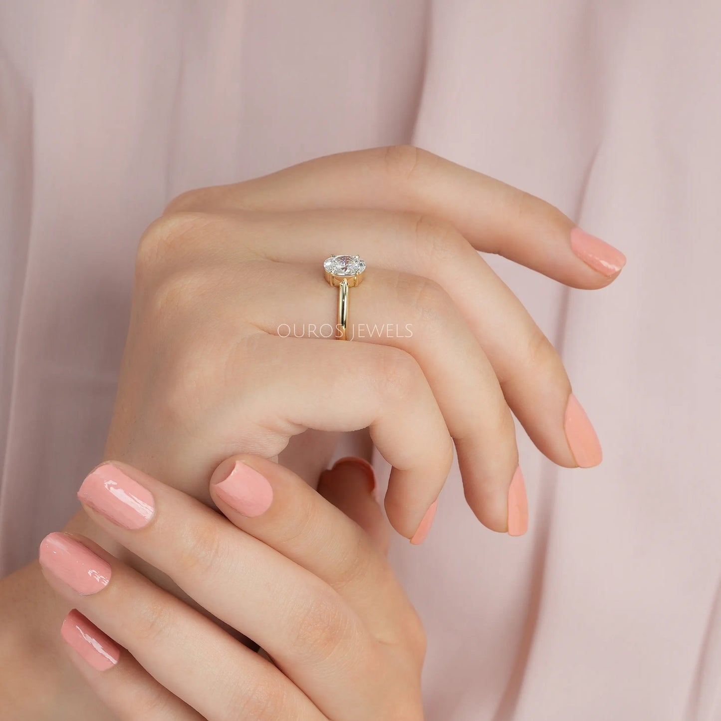 Oval Diamond Open Cuff Ring