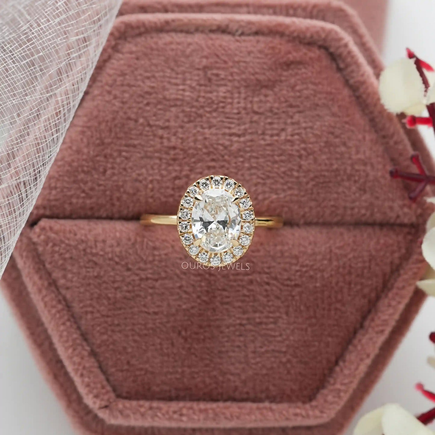 Oval Diamond Halo Engagement Ring